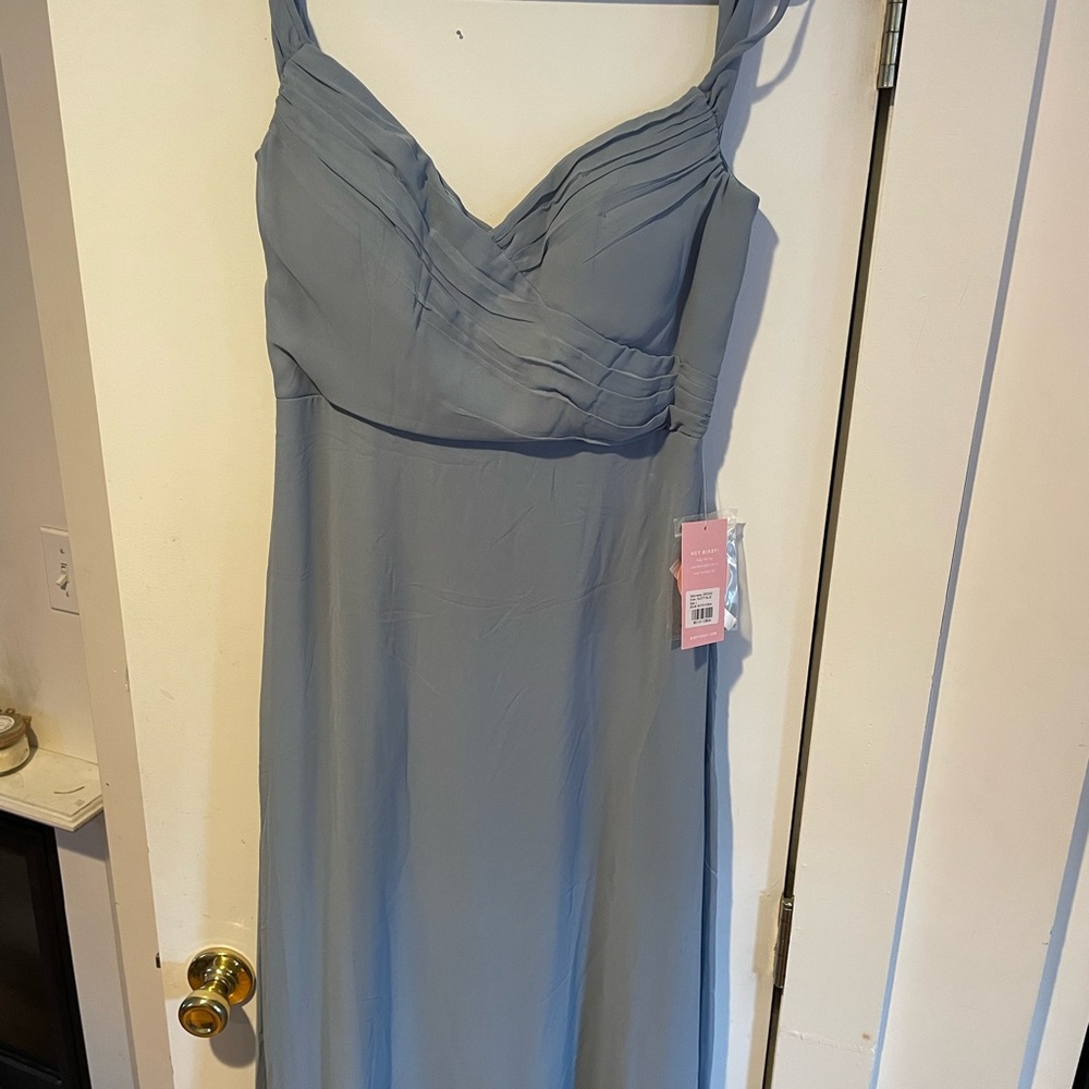 Bird grey dress brand new L dusty blue